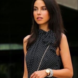 Express Halter Polka-Dot Dress